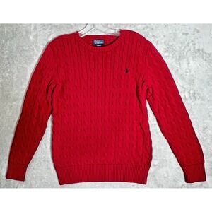 Polo by Ralph Lauren Red Cable-Knit Crew Sweater